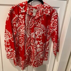 Chicos 3/4 sleeve no iron poppy blouse size 6